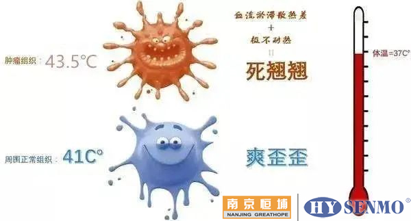 腫瘤細胞在39℃~40℃時，其活性受到抑制，又增加凋亡的趨勢……